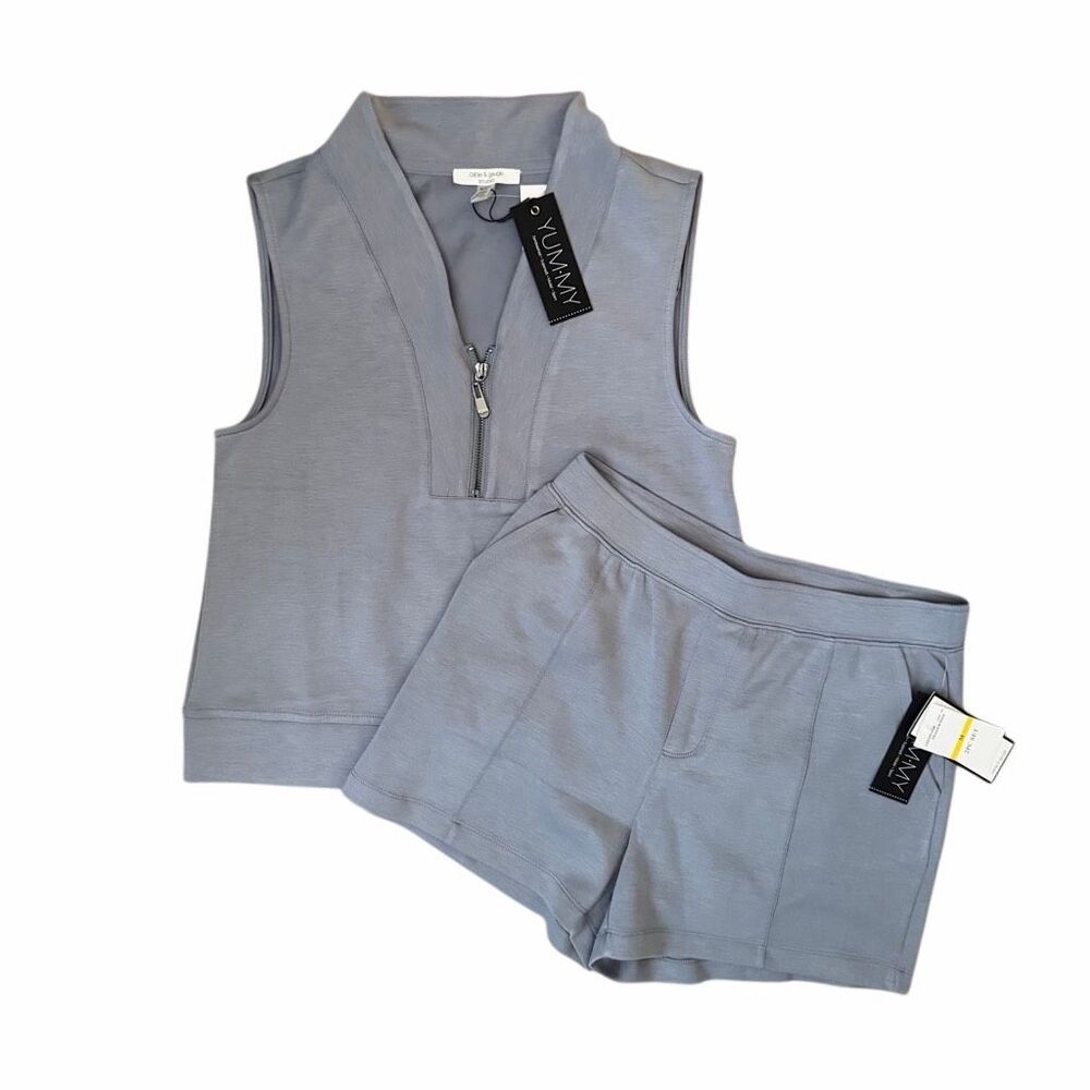 Cable & Gauge 2 PC Shorts Set NWT Periwinkle Blue sz Medium Sleeveless - Picture 3 of 13